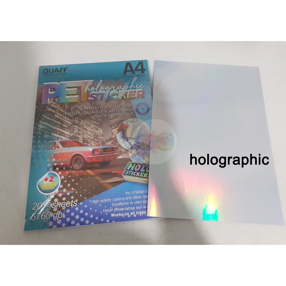 QUAFF PET HOLOGRAPHIC STICKER A4